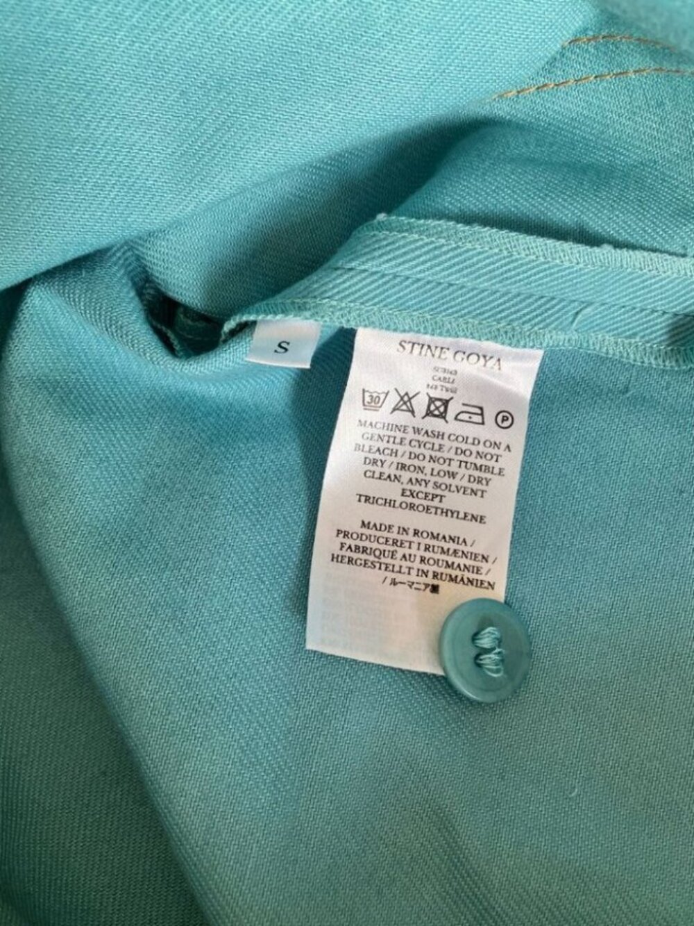 Stine Goya Carli Belted Mini Shirt Dress Turquoise / Size Small - Picture 5 of 5